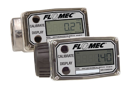 [A1Q9GMN025NA1] FLOMEC A1 Series Commercial Grade Flowmeter, Q9 2 Button Computer w/Display, Meter Mounted, GPM Calibration, Nylon Low Flow FNPT