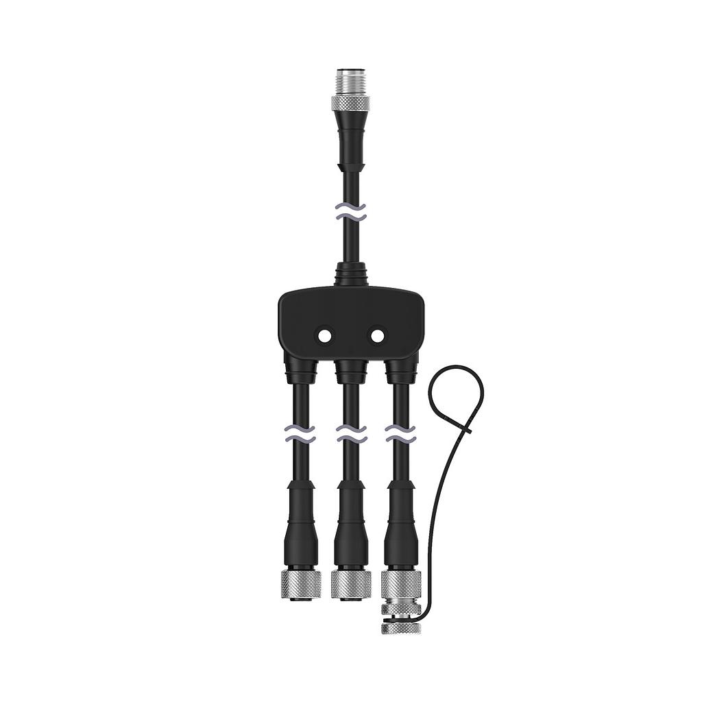 [14418] Splitter M12F to M12M and M8M connectors, CSB3-M1281M1282-LH