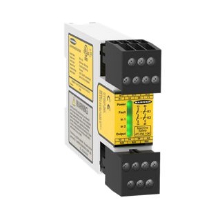 [60698] Banner Safety Relay Module for Two-Hand Control Buttons; Supply Voltage: 24 V ac/dc; Safety Input: Two Buttons With Complementary PNP or Relay Outputs; Safety Output: 2 NO, 6 A; Aux Output: None; Terminal Block: Removable; Width: 22.5 mm; Self-Checking Circuitry (AT-FM-10K)