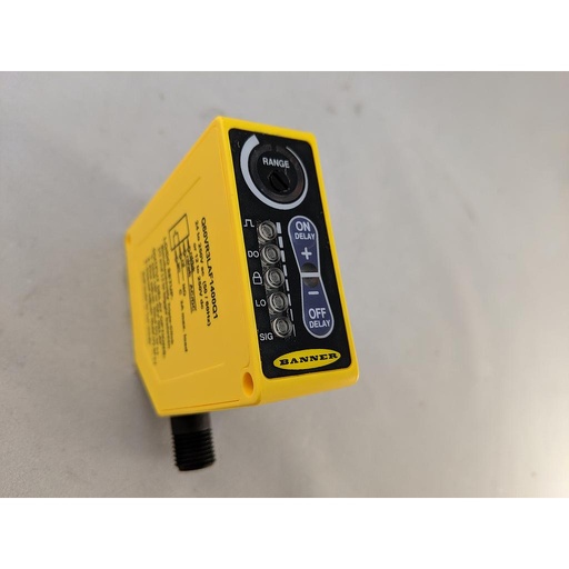 [71744] Banner Q60 Series: Adjust-Field Laser (Cls 1) Univ Volt; Range: 200-1400 mm; Input: 12-250 V dc or 24-250 V ac; Output: Electromechanical Relay (SPST); Micro-Style QD (Q60VR3LAF1400Q1)