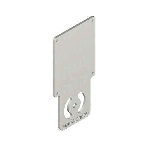 [73133] Banner Bracket: Flat SMBAMS Series for Mounting Q60; Articulation Slots for 90-plus Degree Rotation; 12-ga. 300 Series Stainless Steel (SMBAMSQ60P)