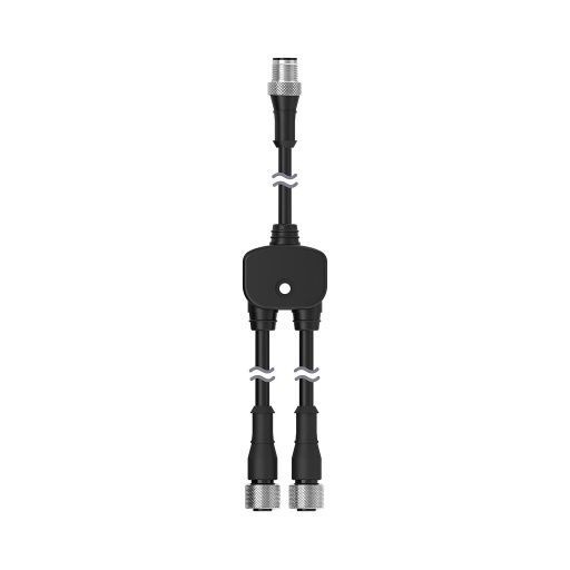 [73253] Banner M12 QD Splitter Cable; 8-pin Double-ended with 0.3 Female Branches and; Male Rotatable Trunk Connector; 2.5 m Trunk Length; 8x22 GA 8 ft Trunk 1 ft Branch (CSB-M1288M1281)