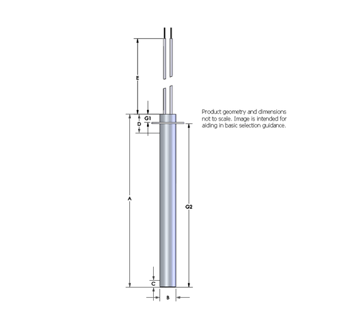 [2271-3081] Watlow 3/4" FIREROD Cartridge Heater, 8.5" Len., 240V, 3000W, Alloy 800 Sheath, Pins Only