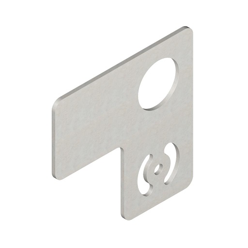 [77905] Banner Bracket: Flat SMBAMS Series with Space; for 60 x 58 mm label; 30 mm hole for Mounting Sensors; Articulation Slots for 90-plus Degree Rotation; 12-ga. (2.6 mm) Cold-rolled Steel (SMBAMS30PL52R)