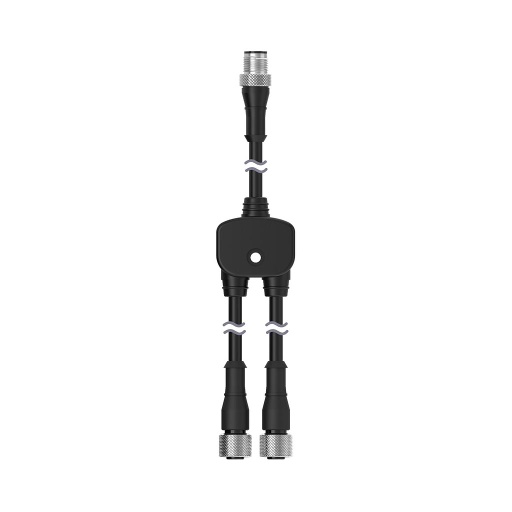 [802912] Banner M12 QD Splitter Cordset; 5-pin Male Straight Trunk; 1 m (3.3 ft); 8-pin Female Straight Branches (2); 0.5 m (1.64 ft); Black PUR Splitter Junction; Yellow PVC Cable Jacket (CSB-M1253.3M1281.6)