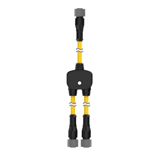 [804463] Banner SGS Safety Grid System, Accessory Muting; Connection Cable for x and L Configuration; M12 QD Splitter Cable; 4-pin Straight Female 0.3 m (1 ft) Trunk; Two Straight 4-pin Female Branches 0.3 m (1 ft); Black Jacket; Nickel-Plated Brass Coupling Nuts (SGSA-MCS-2)