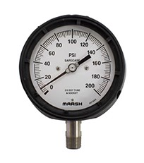 [P5658] Marsh Dry Process Gauge, 4.5" Dial, 1/2" NPT Lower Mount, SS Tube, 0-300 PSI