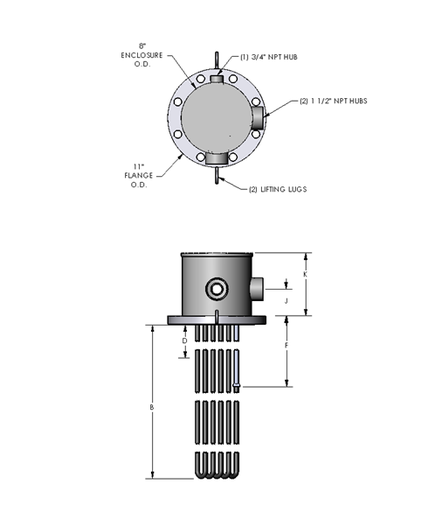 [FPN750R5XS] Flanged Circulation Heater, 6" 150LB