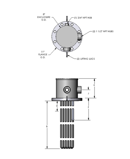 [2278-3112] Flanged Circulation Heater, 6" 150LB, 35KW