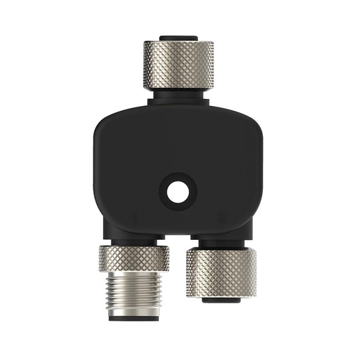 [17959] Banner Splitter M12F to M12F and M12M Connectors; 8-pin, Non-Shielded, IP67, AWG 22; Black PUR Cord, Straight Connectors; Splitter Length: 0 m (CSB-M1240M1280)