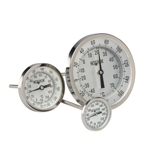[18-110-025-0/180-F/C] 100 Series Industrial Type Bimetal Thermometer, 0 to 180 °F, 1/4" NPT, 2.5" Stem, 0.150" Stem Diam