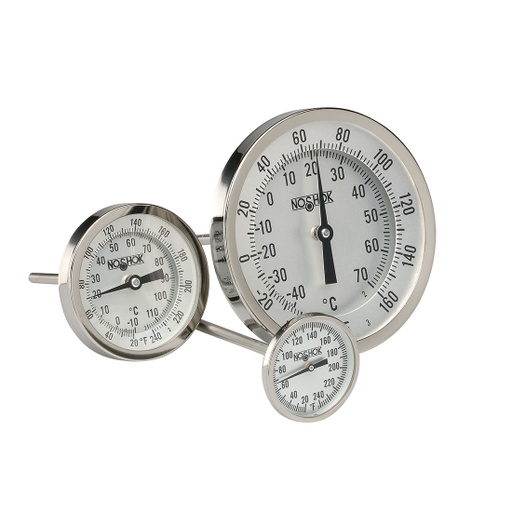 [30-110-060-0/400-F] 100 Series Industrial Type Bimetal Thermometer, 0 to 400 °F, 1/2" NPT, 6" Stem, 0.250" Stem Diam