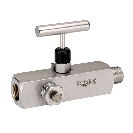 [20604-MFS-P2] 200 Series Multiport, Hard Seat Needle Valve, 3/4" x 1/2" NPT, Male x Female, 316 SS, 0.187" Orifice w/Grafoil Packing