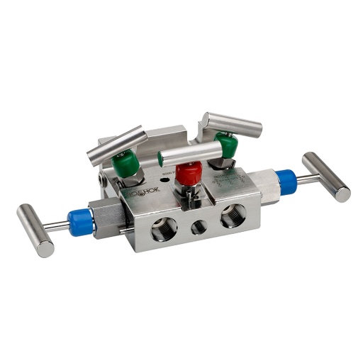 [5030-FFS-FP] 5030 Series 5-Valve Natural Gas Manifold Valve, Hard Seat, 1/2" NPT Female x 1/2" NPT Female, 316 SS, Flare Pattern, 0.187" Orifice