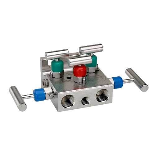 [5130-MFC] 5130 Series 5-Valve Natural Gas Manifold Valve, Soft Seat, Flange x 1/2" NPT Female, Steel, 0.187" Orifice