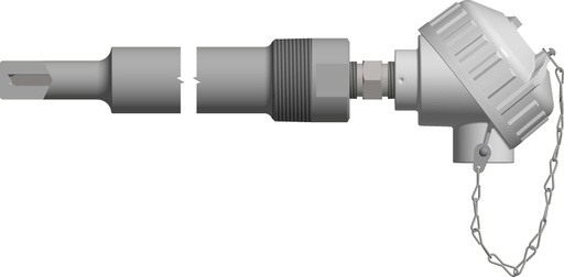 [RBF185L483-S4G1409-SC-8HN63] Pyromation Spring-Loaded RTD, Single 3-Wire, 1/4" OD x 14" Thermowell (SS, 3/4 NPT), PP Head