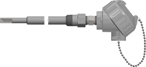 [RBF185L483-S4D1409-SC-8HN31] Pyromation Spring-Loaded RTD, Single 3-Wire, 1/4" OD x 14" Thermowell (SS, 3/4 NPT), Aluminum Head