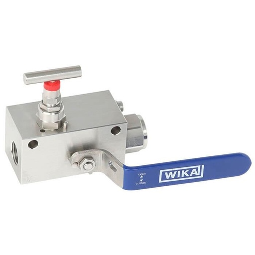 [84069486] Wika IBM2 Series Mono-Block, Block & Bleed Valve Manifold, 316/316L SS, 1/2" NPTF to 1/2" NPTF, 6000 psi, 0.394 in. (10 mm) Bore