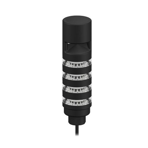 [807595] Banner TL50 Beacon Tower Light: 4-Color Sealed; Omnidirectional Continuous Audible Indicator; Voltage: 12-30 V dc or 24 V ac; Environmental Rating: IP67; Input: Bimodal; Colors: White steady Blue steady Yellow rotate Red rotate; 150 mm (6 in) 8-pin M12 PVC Pigtail QD (TL50BLWBY1R1AOSQP)