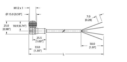 [U2429] Turck Actuator and Sensor Cordset, Connection Cable (WK 4.4T-1)