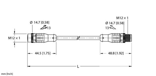 [100025275] Turck Actuator and Sensor Cordset, Extension Cable (EKRB-ESRB-A5.500-GC2K-2)