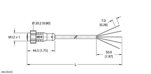 [UX19142] Turck Actuator and Sensor Cordset, Connection Cable (EKRT-A5.500-GC2K-10)