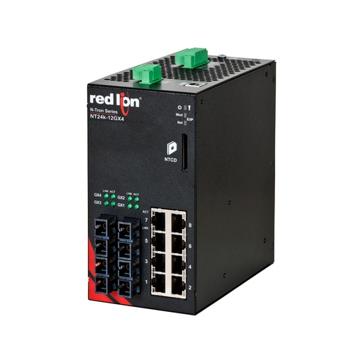 [NT24k-12GXE4-SC-80-PT] NT24k Series, 12-Port, N-Tron NT24k��-12GXE4 Managed Gigabit Ethernet Switch, SC 80km PTP Enabled