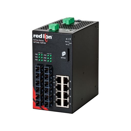[NT24k-14FXE6-SC-80-PT] NT24k Series, 14-Port, N-Tron NT24k®-14FXE6 Managed Gigabit Ethernet Switch, SC 80km PTP Enabled