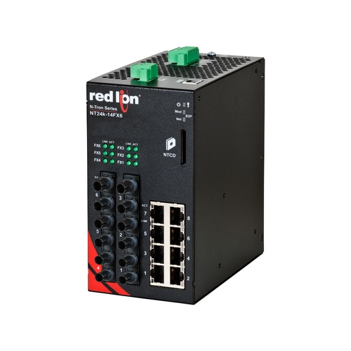 [NT24k-14FXE6-ST-40-PT] NT24k Series, 14-Port, N-Tron NT24k��-14FXE6 Managed Gigabit Ethernet Switch, ST 40km PTP Enabled