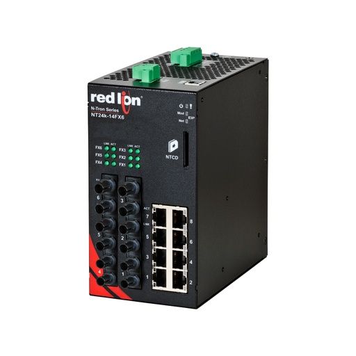 [NT24k-14FXE6-ST-80] NT24k Series, 14-Port, N-Tron NT24k®-14FXE6 Managed Gigabit Ethernet Switch, ST 80km
