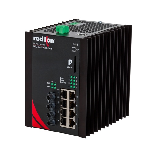 [NT24k-10FX2-ST-POE-PT] NT24k PoE Series, 10-Port, N-Tron NT24k��-10FX2-POE Managed PoE+ Gigabit Ethernet Switch, ST 2km PTP Enabled