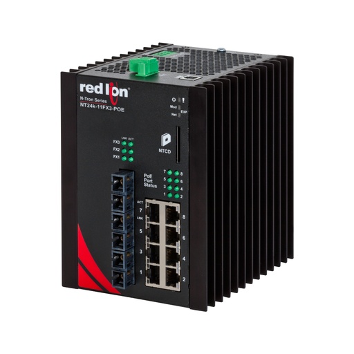 [NT24k-11FXE3-SC-15-POE] NT24k PoE Series, 11-Port, N-Tron NT24k��-11FXE3-POE Managed PoE+ Gigabit Ethernet Switch, SC 15km
