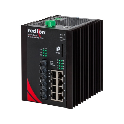 [NT24k-11FXE3-ST-80-POE] NT24k PoE Series, 11-Port, N-Tron NT24k��-11FXE3-POE Managed PoE+ Gigabit Ethernet Switch, ST 80km