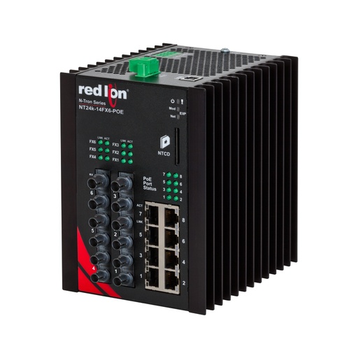 [NT24k-14FXE6-ST-15-POE] NT24k PoE Series, 14-Port, N-Tron NT24k��-14FXE6-POE Managed PoE+ Gigabit Ethernet Switch, ST 15km