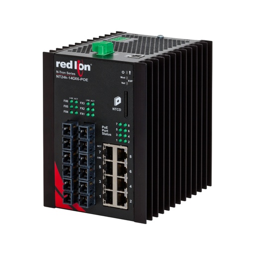 [NT24k-14GXE6-SC-80-POE] NT24k PoE Series, 14-Port, N-Tron NT24k��-14GXE6-POE Managed PoE+ Gigabit Ethernet Switch, SC 80km