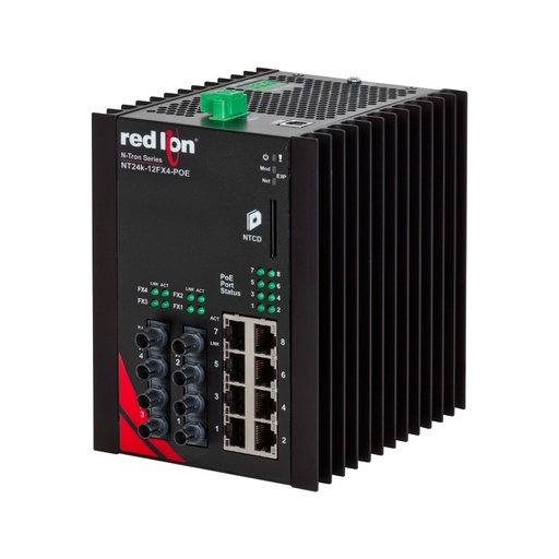 [NT24k-12FXE4-ST-40-POE-PT] NT24k Series, N-Tron NT24k��-12FXE4-POE Managed PoE+ Gigabit Ethernet Switch, ST 40km PTP Enabled