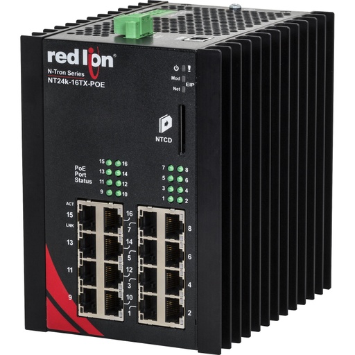 [NT24k-16TX-POE] NT24k Series, N-Tron NT24k-16TX-POE Gigabit PoE+ Managed Ethernet Switch