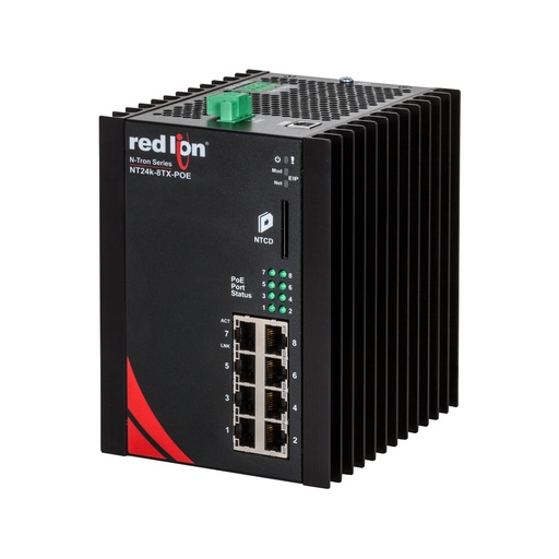 [NT24k-8TX-POE-PT] NT24k Series, N-Tron NT24k-8TX-POE Gigabit PoE+ Managed Ethernet Switch PTP Enabled