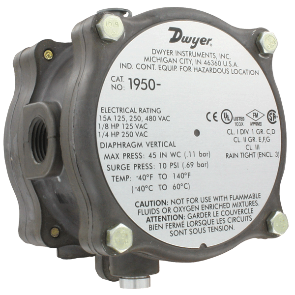 [1950G-5-B-120-NA] Dwyer, Series 1950 Explosion-proof Differential Pressure Switch, 1.5-5.5"WC,  120VAC