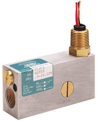 [25360] Gems FS-10798 Flow Switch for Gases, 316 SS Housing and Piston, SPDT, 20VA Rated Switch, 1/2" NPT Ports, 24" Leads
