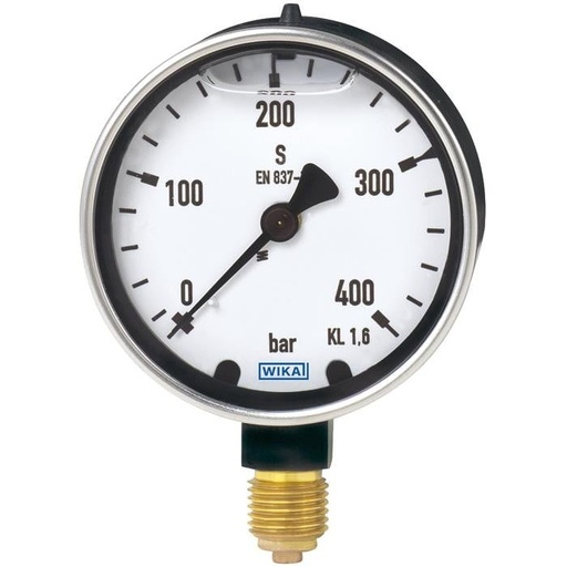 [52781218] 213.40 Series Industrial Brass Liquid Filled Pressure Gauge, 0 to 250 psi/bar