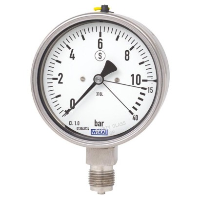 [52469000] Wika Series Dry Pressure Gauge, 4" Dial, 0 to 150 psi (580 psi OP), 1/4 NPT SS Lower Mount