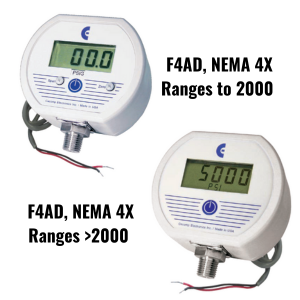 Cecomp F4AD Series Low Voltage Powered Digital Pressure Gauge, NEMA 4X Housing
