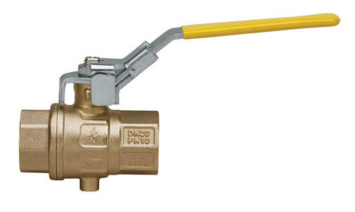 511L Full-Sfer Series Safety Exhaust Brass Ball Valve, full port with bleed hole, FNPT Threaded, w/ Latch Lock Handle