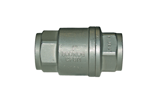 S800 North America Series High Capacity, In-Line Spring Loaded SS Check or Foot Valve, FNPT Threaded.