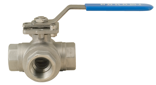 955N / 956N North America Series Stainless Steel 3-Way Ball Valve w/ ISO 5211 Direct Mounting Pad, NPT Threaded