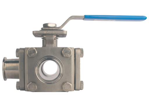 [97] 97L-STC / 97T-STC North America Series 3-Way Cavity-Filled, Direct Mount, Stainless Steel Ball Valve with Sanitary Tri-Clamp Ends