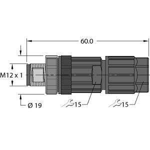 [100002535] Turck Field-Wireable Connector, Male Connector M12 × 1, Straight (FW-ERSPM0526-SA-P-0408)
