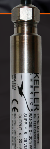 [1127.00407.051329] Keller Microlevel Submersible Transducer, 0-300 Ft H2O Range, 350 Ft Cable, 0.25% Accuracy, 0.63" Bore Size