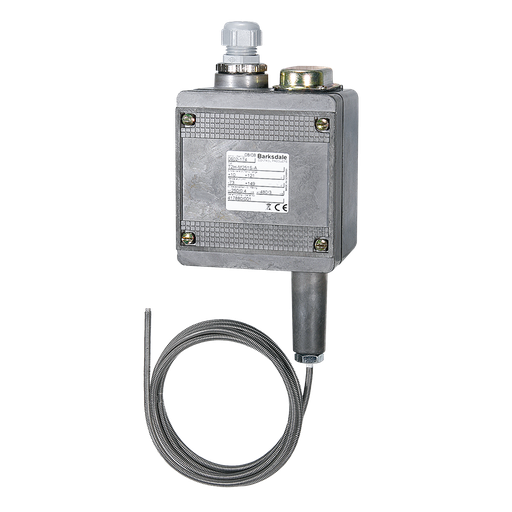 [T2H-H251S-12-A-FX] Barksdale Remote Mount Temperature Switch, Dual switch (2 SPDT), NEMA 4 Enclosure, 50-250F range, 12FT Capillary, 304 SS ARMOR